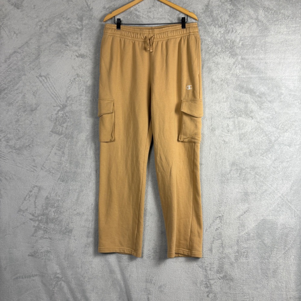 Champion Womens Tan Cargo Sweatpants Straight Leg Fleece Lined 1953458 Large